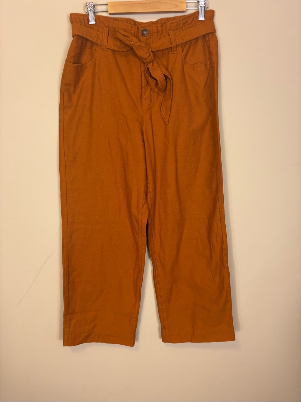 J. Crew Rust Orange Straight-Leg Belted Pants Women’s 6